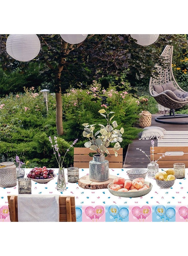 2 Pack Disposable Reveal Tablecloths , 137 x 274cm Table Cloths for Parties, Decorative Tablecloths for Rectangle Tables, Pink Blue Plastic Table Cover - Image 5