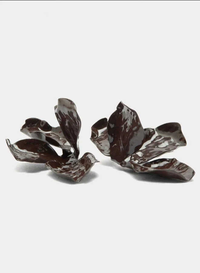 PARFOIS Beige Half-flower earrings with embossed for Women | Best Price UAE