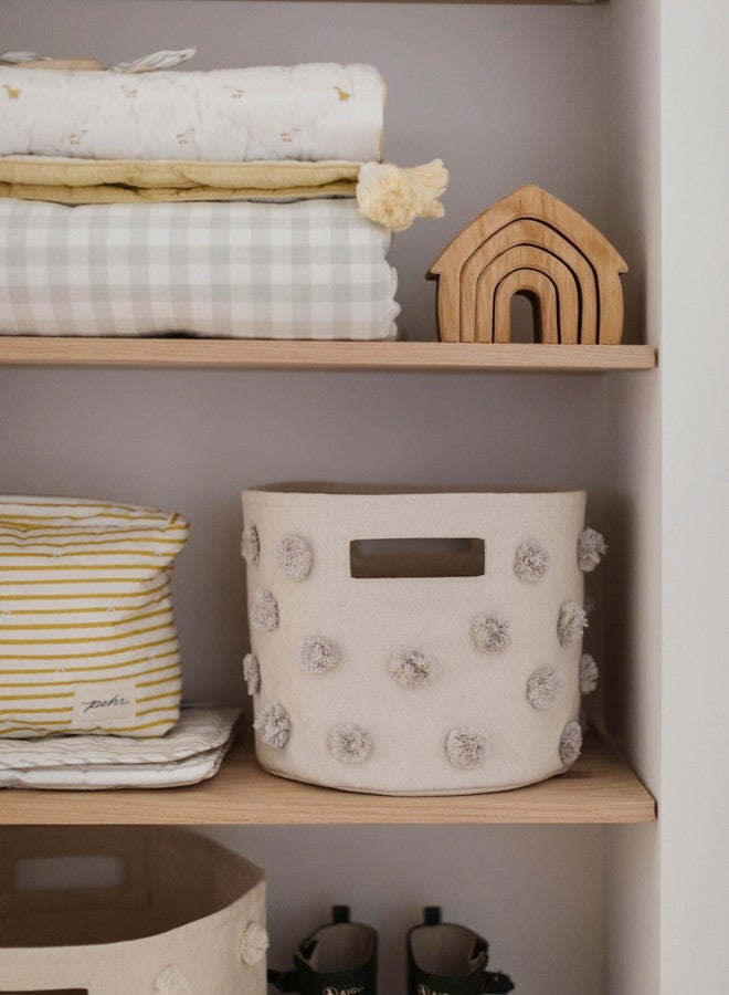 Pehr Pom Pom Basket, Pint (Grey) | 100% Cotton Canvas Storage for Nursery, Playroom & Home | Decorative Organizer | 10”D x 9”H - Image 5
