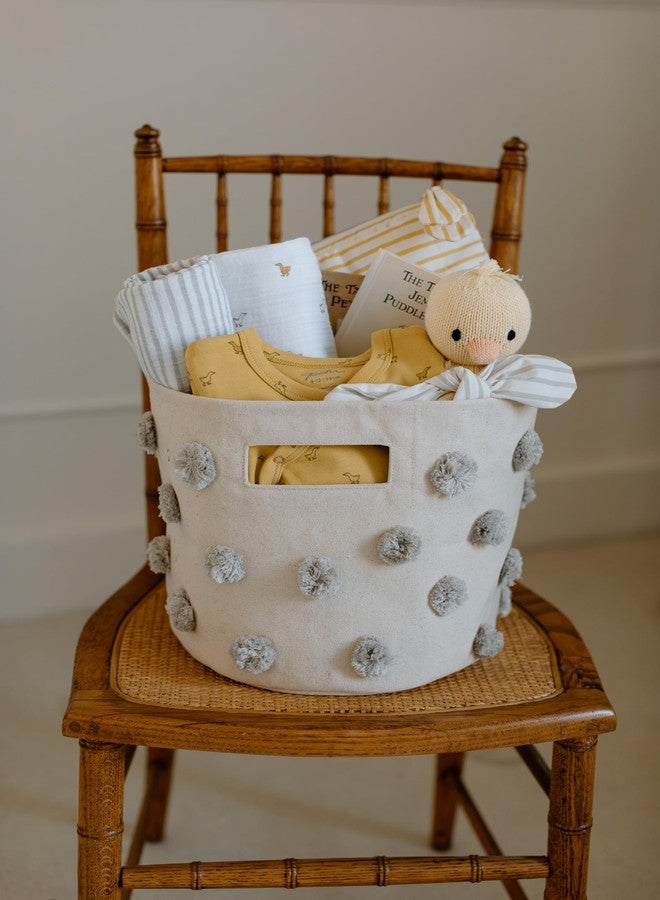 Pehr Pom Pom Basket, Pint (Grey) | 100% Cotton Canvas Storage for Nursery, Playroom & Home | Decorative Organizer | 10”D x 9”H - Image 4