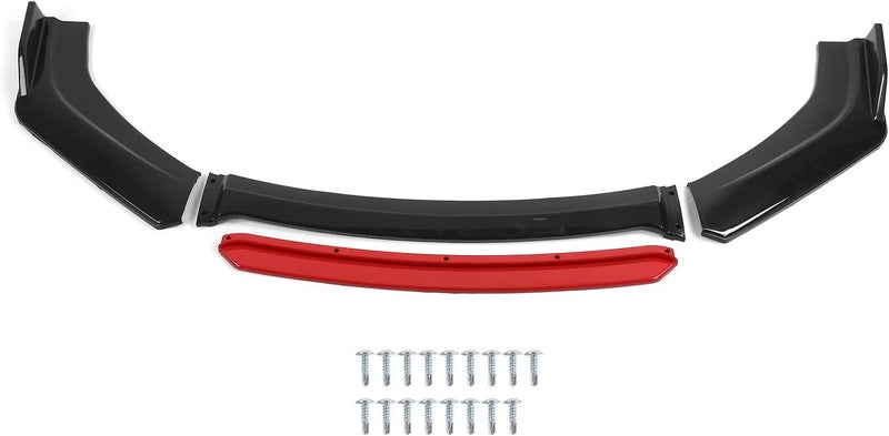 OVAQUIXI Front Bumper Lip PP Black Red Universal - Image 1