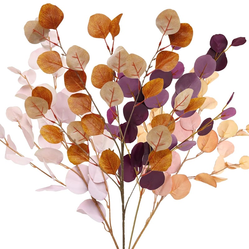 Decor & More 4 PCS Artificial Flowers Bunch - Realistic Silk Eucalyptus Long Stem Bouquet for Vase | Artificial Flower for Decoration | Artificial Flower Bunch for Home, Wedding & Party Decor - Image 1