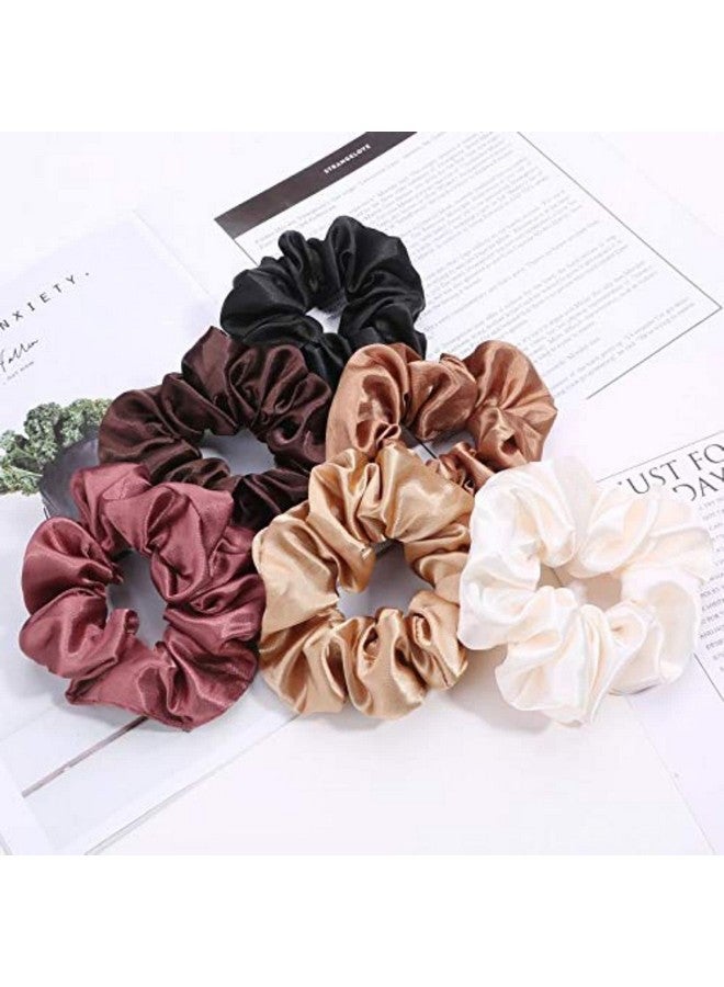 FAMEZA 6 Pcs Satin Hair Scrunchies Soft Elastic Hair Ties Set for Women Teenage Girls Ponytail Holders - Image 4