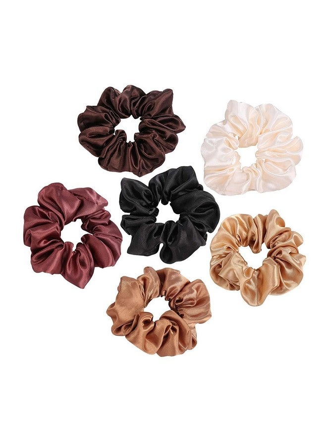 FAMEZA 6 Pcs Satin Hair Scrunchies Soft Elastic Hair Ties Set for Women Teenage Girls Ponytail Holders - Image 1