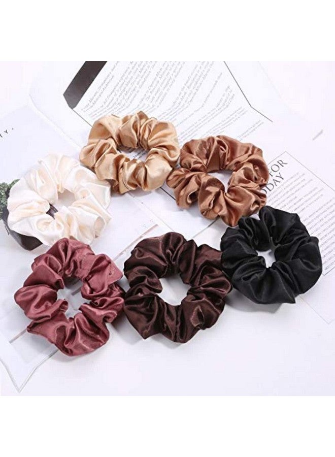 FAMEZA 6 Pcs Satin Hair Scrunchies Soft Elastic Hair Ties Set for Women Teenage Girls Ponytail Holders - Image 5
