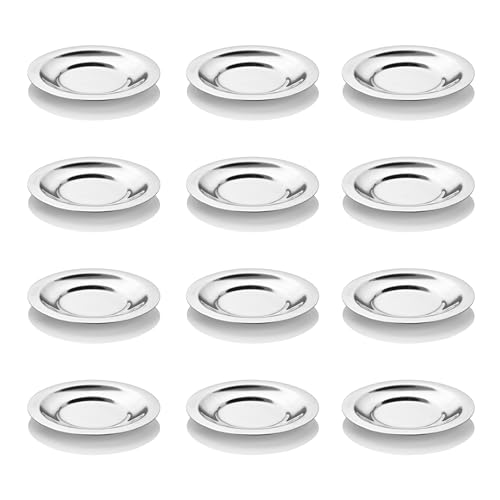 Embassy Stainless Steel Glass Cover/Lids Set | Size - 8 | Pack of 12 | Small Lid Covers | Coffee/Tea Mug Lids | Steel Coasters - Image 1