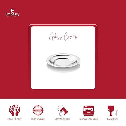 Embassy Stainless Steel Glass Cover/Lids Set | Size - 8 | Pack of 12 | Small Lid Covers | Coffee/Tea Mug Lids | Steel Coasters - Image 2