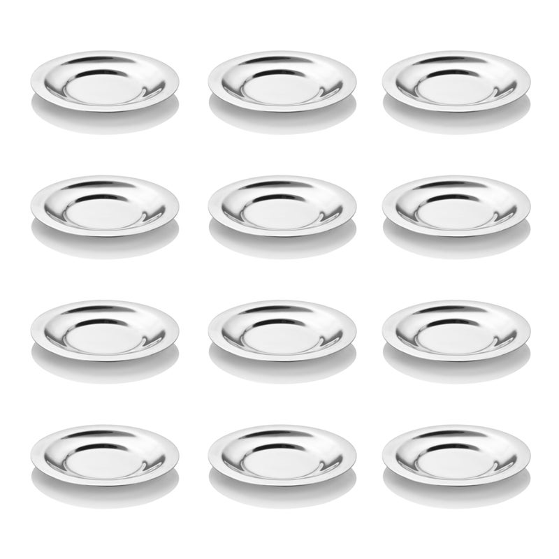 Embassy Stainless Steel Glass Cover/Lids Set | Size - 8 | Pack of 12 | Small Lid Covers | Coffee/Tea Mug Lids | Steel Coasters - Image 5
