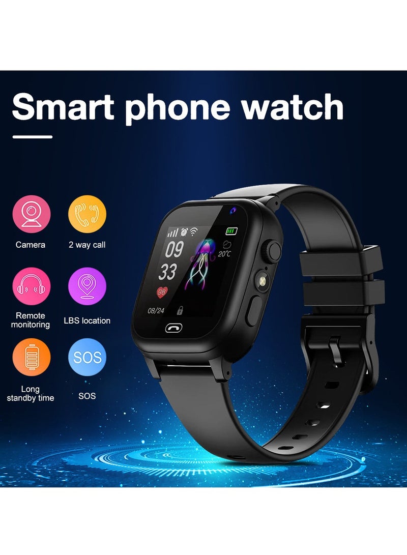 Arabest Children's Smart Watch,Locator,Large Screen Sports Watch,Silicone Material,Suitable for Gifts for Children(Black)  - Image 2