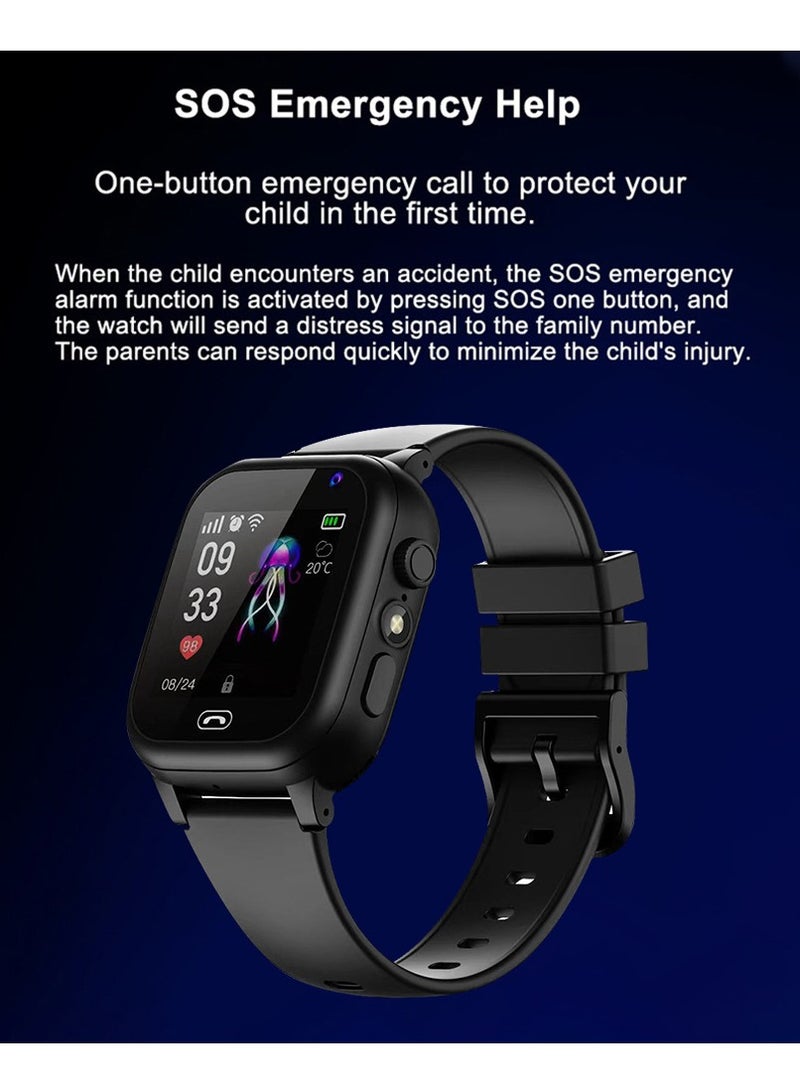 Arabest Children's Smart Watch,Locator,Large Screen Sports Watch,Silicone Material,Suitable for Gifts for Children(Black)  - Image 3