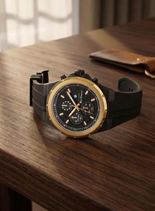 Ben Sherman black Manchester  Black Dial Black Silicone Strap Chronograph Watch for Men, 43mm for Men | Best Price UAE