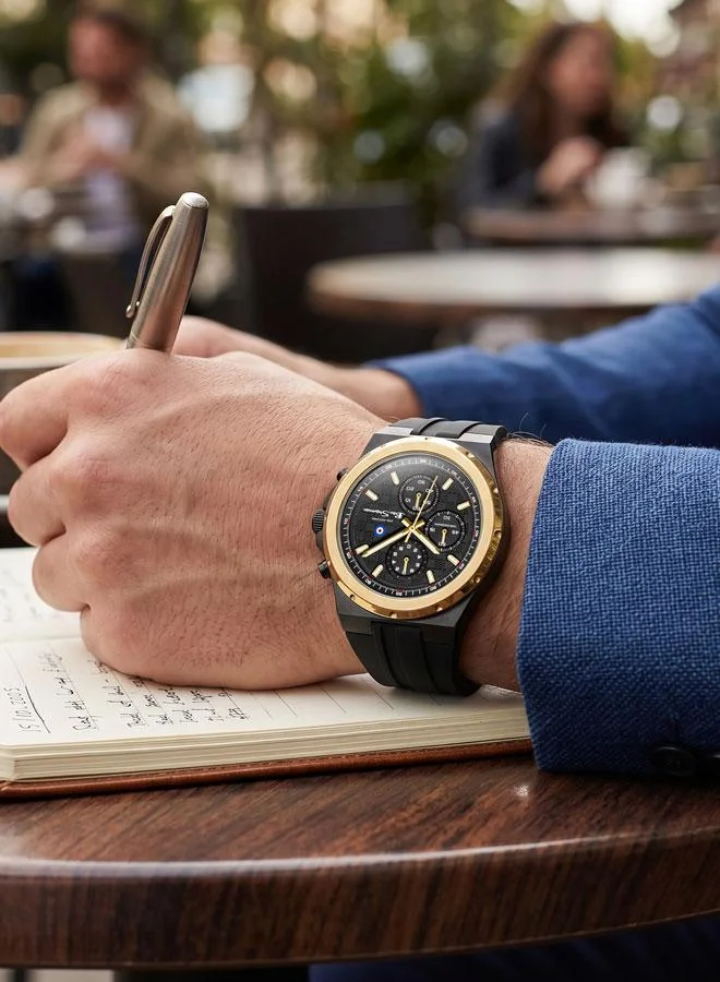 Ben Sherman black Manchester  Black Dial Black Silicone Strap Chronograph Watch for Men, 43mm for Men | Best Price UAE