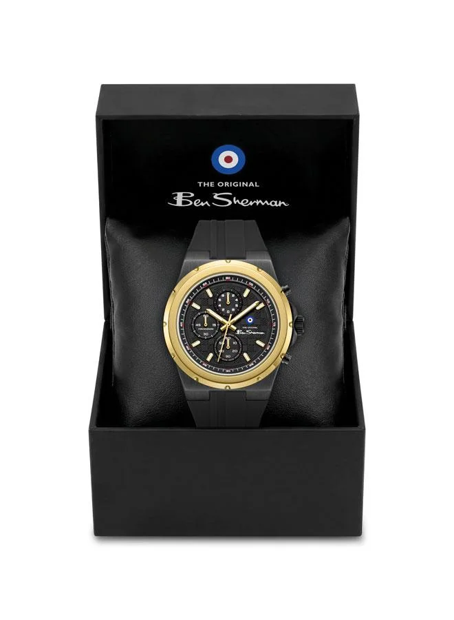 Ben Sherman black Manchester  Black Dial Black Silicone Strap Chronograph Watch for Men, 43mm for Men | Best Price UAE