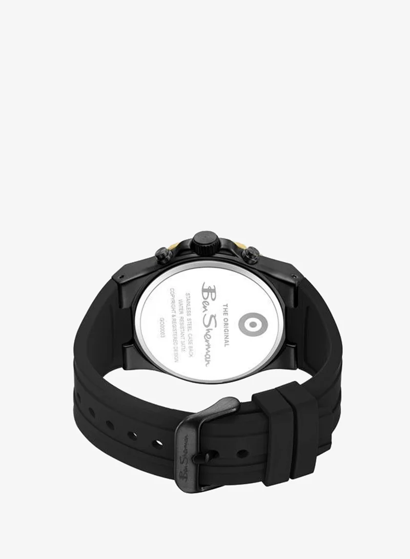 Ben Sherman black Manchester  Black Dial Black Silicone Strap Chronograph Watch for Men, 43mm for Men | Best Price UAE