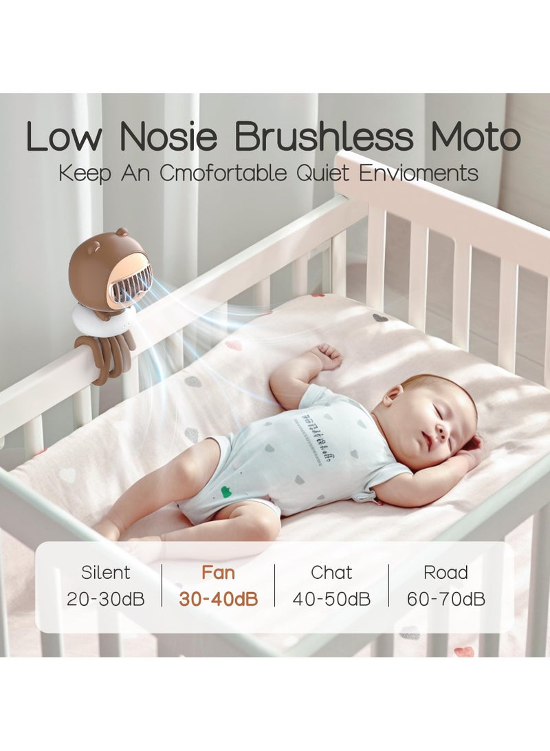 مروحة عربة أطفال محمولة بدون شفرات للأطفال، مروحة تبريد بأربع سرعات مع اهتزاز تلقائي وبطارية قابلة لإعادة الشحن بقوة 4000 مللي أمبير في الساعة، مثالية لسرير الأطفال ومقعد السيارة - Image 4