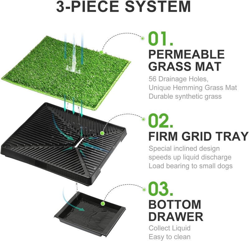 Hompet Dog Toilet Indoor Puppy Training Pad, Removable Dog Potty for Easier Clean Up,Dog Grass Pad with Tray Pet Training Grass Mat 25"×20" - Image 2