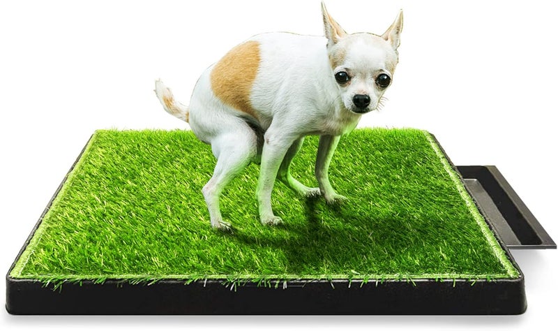 Hompet Dog Toilet Indoor Puppy Training Pad, Removable Dog Potty for Easier Clean Up,Dog Grass Pad with Tray Pet Training Grass Mat 25"×20" - Image 1