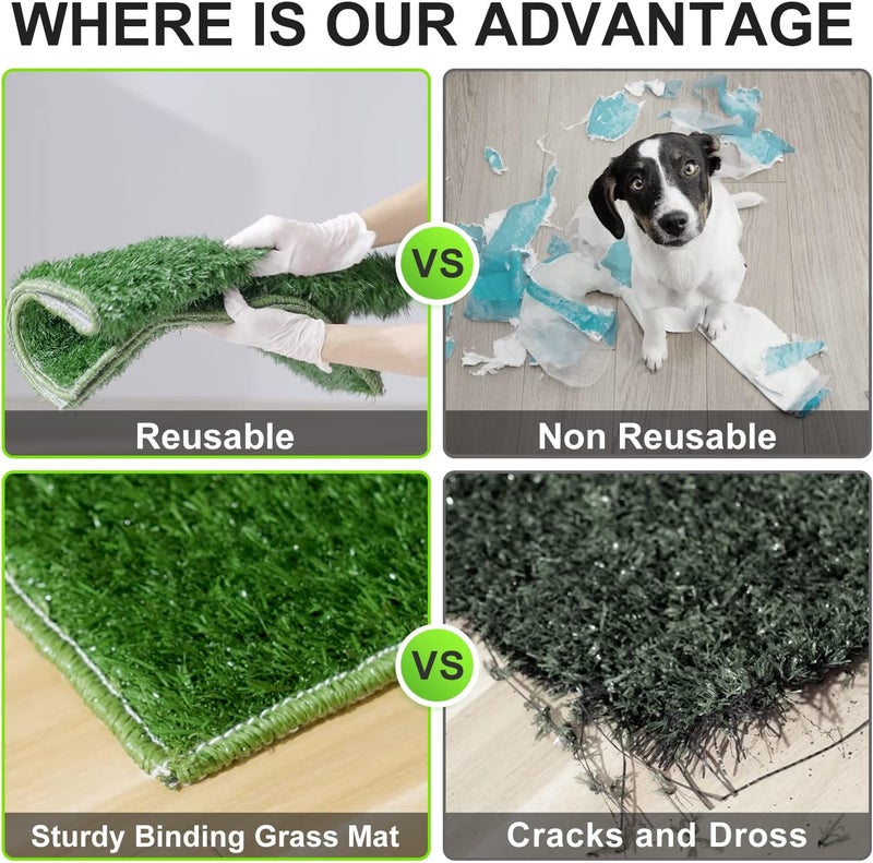 Hompet Dog Toilet Indoor Puppy Training Pad, Removable Dog Potty for Easier Clean Up,Dog Grass Pad with Tray Pet Training Grass Mat 25"×20" - Image 4