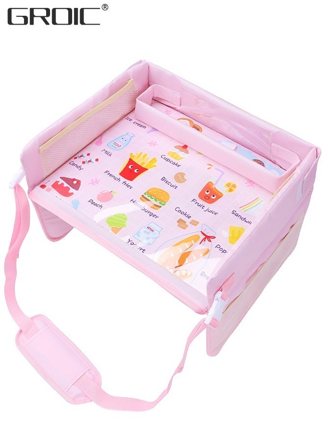 GROIC - Kids Travel Tray ,Car Seat Tray or Table as Road Trip Essentials,Lap Tray for Kids Activities,Game Tray Activity Table Foldaway,Car-mounted Baby Safety Seat Dinner Plate,Car Interior - Image 1