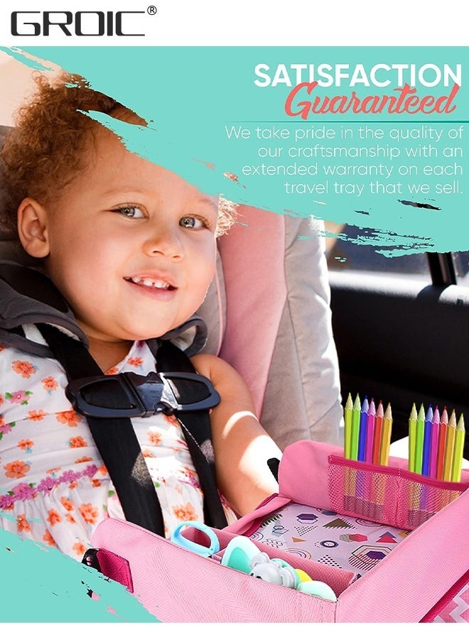 GROIC - Kids Travel Tray ,Car Seat Tray or Table as Road Trip Essentials,Lap Tray for Kids Activities,Game Tray Activity Table Foldaway,Car-mounted Baby Safety Seat Dinner Plate,Car Interior - Image 1