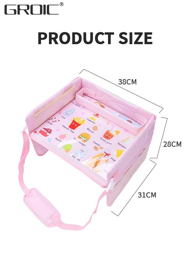 GROIC - Kids Travel Tray ,Car Seat Tray or Table as Road Trip Essentials,Lap Tray for Kids Activities,Game Tray Activity Table Foldaway,Car-mounted Baby Safety Seat Dinner Plate,Car Interior - Image 1