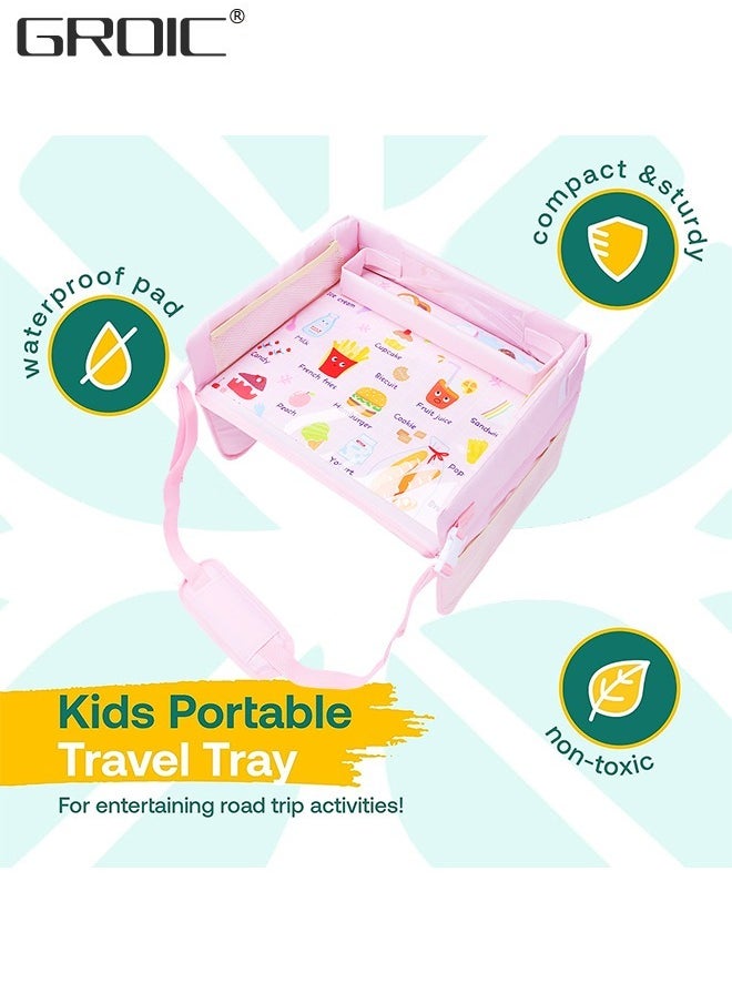 GROIC - Kids Travel Tray ,Car Seat Tray or Table as Road Trip Essentials,Lap Tray for Kids Activities,Game Tray Activity Table Foldaway,Car-mounted Baby Safety Seat Dinner Plate,Car Interior - Image 1