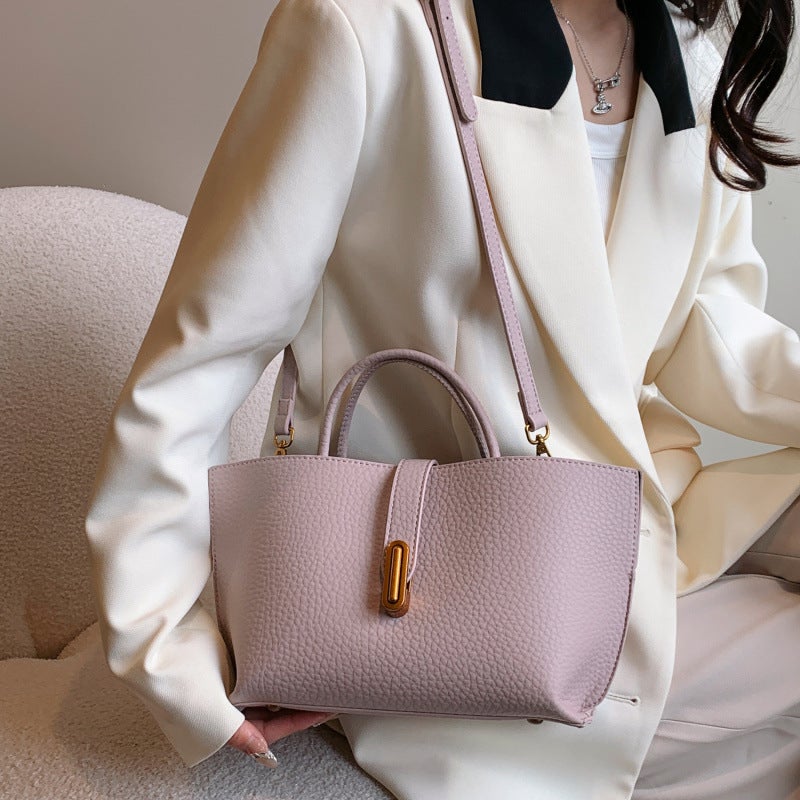 Fashionable Mother-Daughter Commuting Shoulder Crossbody Large-Capacity Handbag 2025 Textured Simple Bag Holder - Image 4