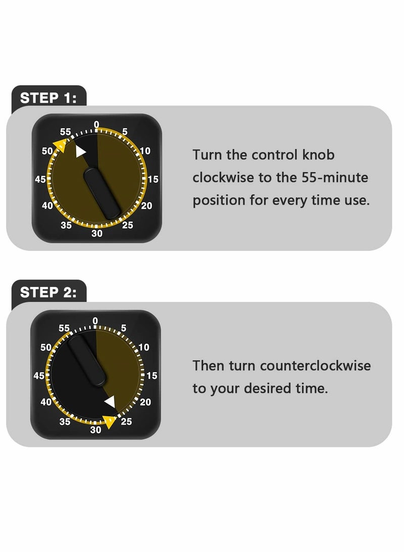 2 Pack 60 Minute Square Mechanical Kitchen Timer for Cooking and Baking - Image 4