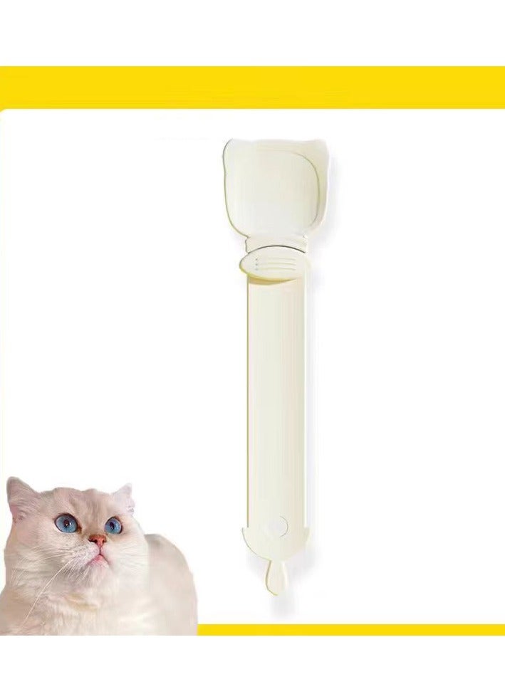 1 piece cat bar feeder, cat food storage, cat bar squeezing spoon, cat ear shaped cat bar squeezing spoon 2-in-1 cat food scoopable multifunctional pet spoon cat feeder - Image 1