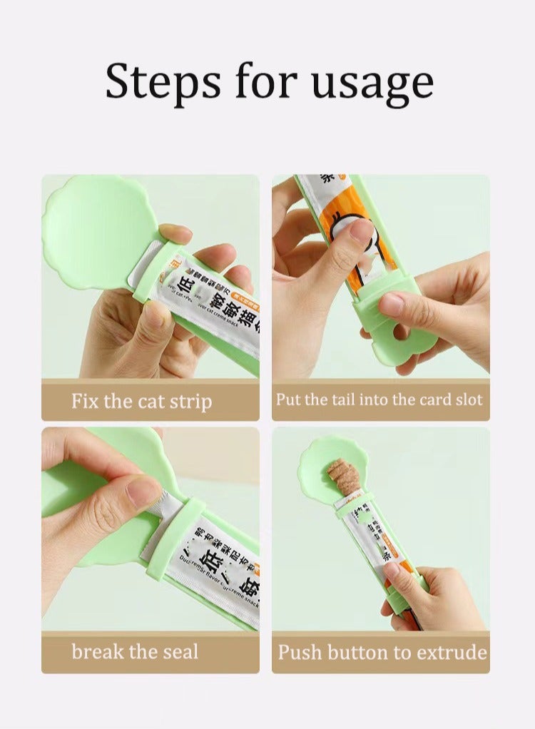 1 piece cat bar feeder, cat food storage, cat bar squeezing spoon, cat ear shaped cat bar squeezing spoon 2-in-1 cat food scoopable multifunctional pet spoon cat feeder - Image 3