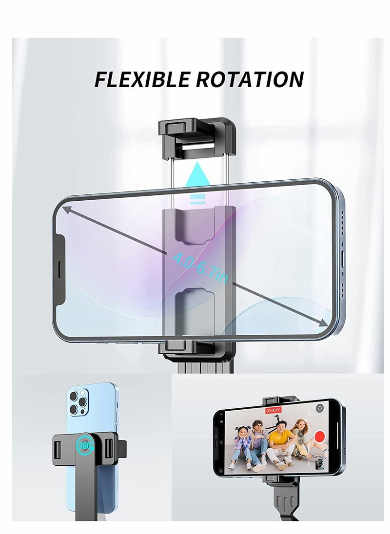 KASTWAVE - Bluetooth Selfie Stick Tripod Portable 43 Inch Aluminum Alloy Selfie Stick with Detachable Remote for iPhone Samsung Android Smartphone Rotating Fill Light Tripod Live Broadcast Support (Black) - Image 1