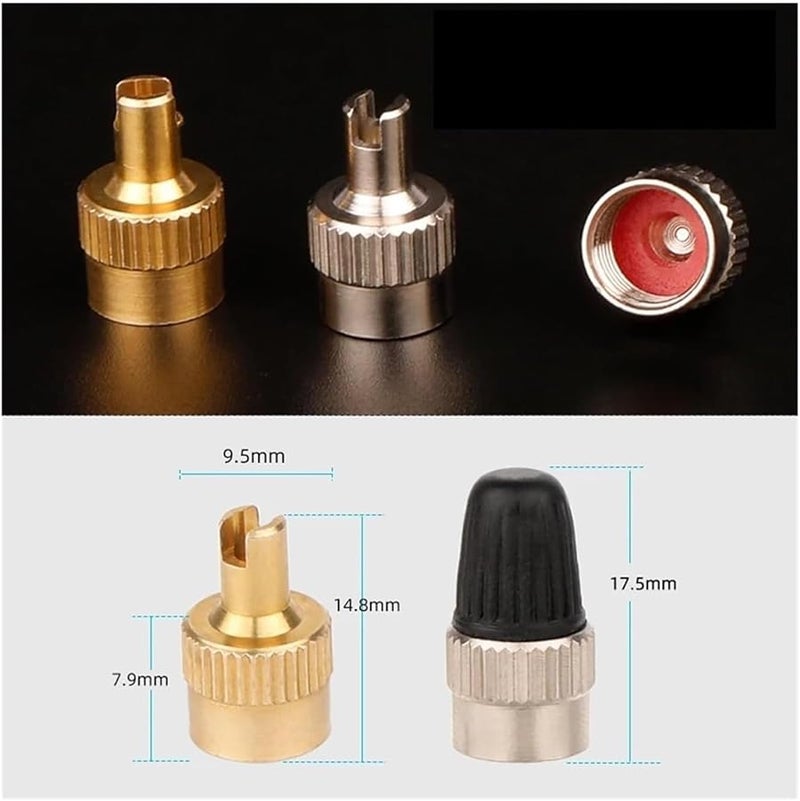 Brass AV Caps GSV 20pc Slotted Valve Cap With Core Remover Air Dust Cover For Car Motorcycle - Image 3