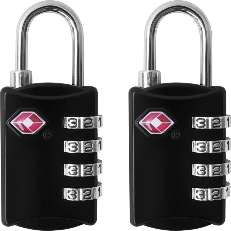 Desired Tools TSA Locks for Luggage, 2-Pc Durable Steel Padlock, Keyless Easy to Read 4-Digit Combination Lock for Backpacks, Travel Suitcases, Toolbox, Filing Cabinets, Baggage & Gym Locker, Black - Image 1