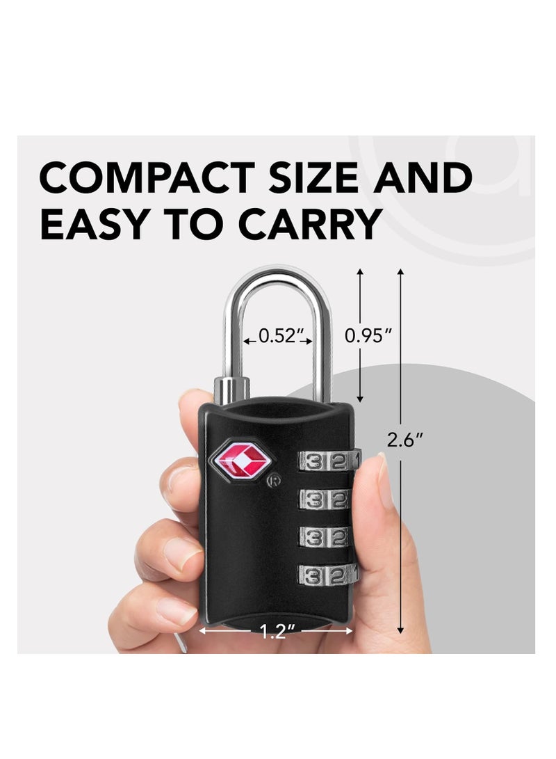 desired tools TSA luggage locks 2 pack 4 digit combination steel padlocks approved travel lock for suitcases & baggage TSA lock black  - Image 5