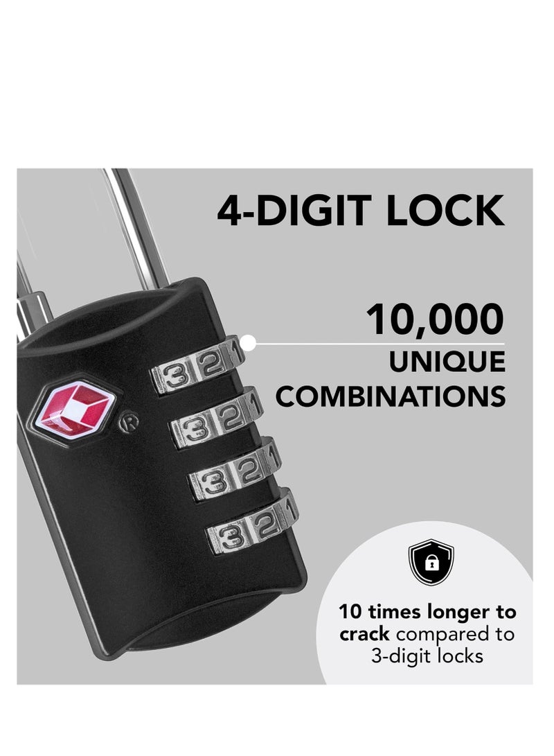 desired tools TSA luggage locks 2 pack 4 digit combination steel padlocks approved travel lock for suitcases & baggage TSA lock black  - Image 2