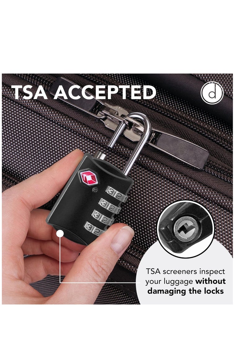 desired tools TSA luggage locks 2 pack 4 digit combination steel padlocks approved travel lock for suitcases & baggage TSA lock black  - Image 3