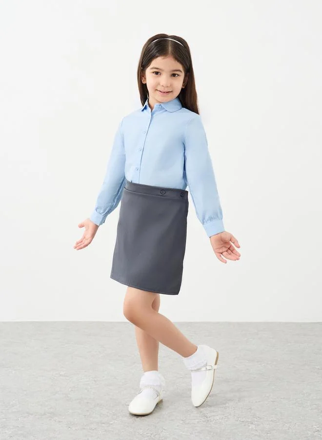 Styli Styli Girls School Uniform Light Blue Peter Pan Collar Shirt