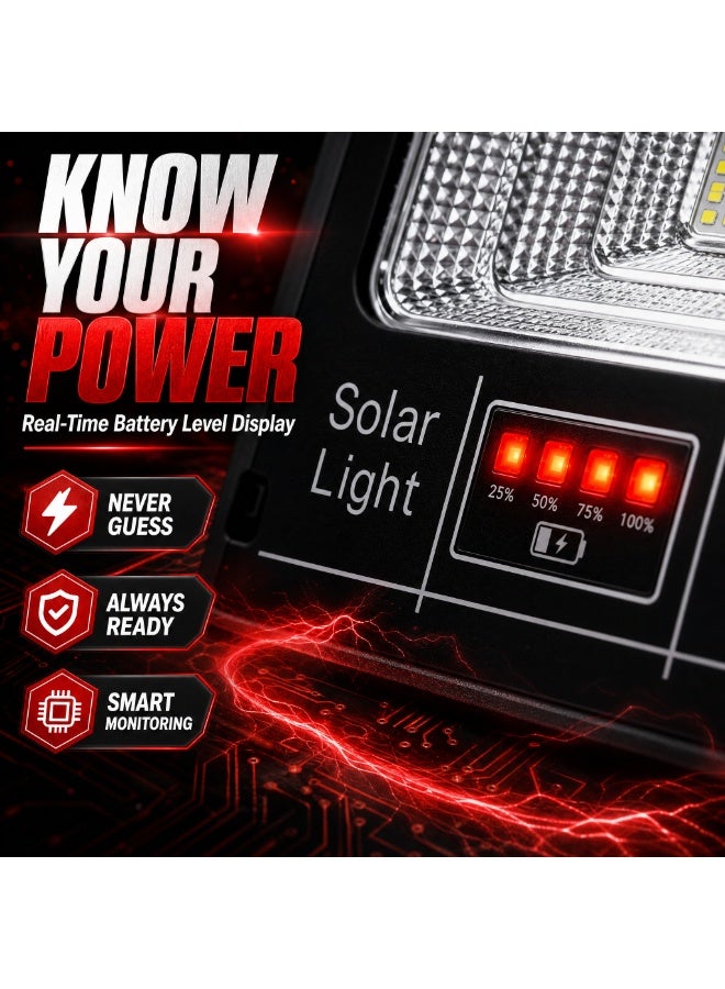 100W Solar Flood Light Outdoor with Battery Display - Ultra Bright LED Security Light, IP66 Waterproof, Dusk to Dawn Auto On/Off, Solar Powered for Yard Garden Garage Patio - Image 4