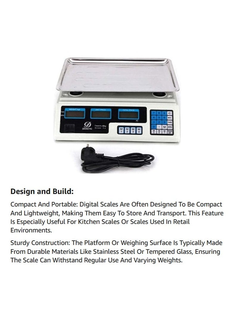 ABBASALI Stainless Steel Digital Electronic Computing Scales with LCD Display (40kg/2g) - Image 5