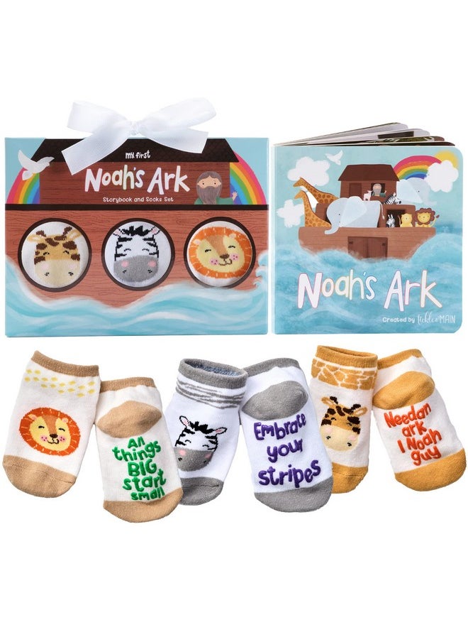 Tickle & Main Noah’S Ark 4-Piece Gift Set For Infants 0-12 Months, Includes Storybook And 3 Pairs Of Animal Socks Noah Arc Noahs Ark Book For Baby  - Image 1