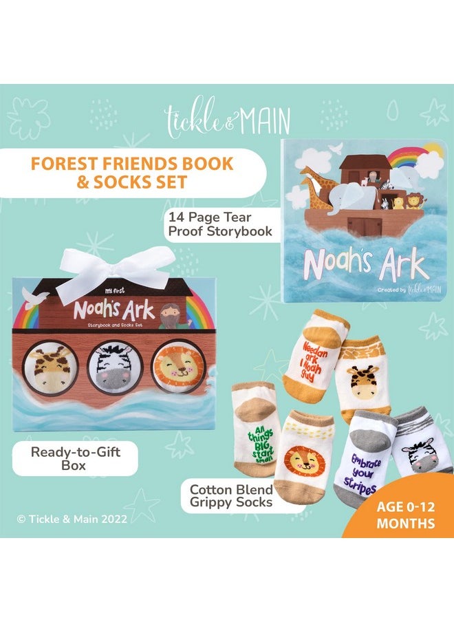 Tickle & Main Noah’S Ark 4-Piece Gift Set For Infants 0-12 Months, Includes Storybook And 3 Pairs Of Animal Socks Noah Arc Noahs Ark Book For Baby  - Image 2