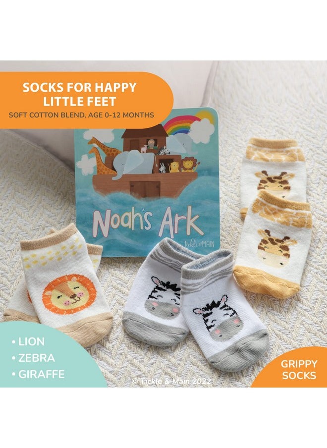 Tickle & Main Noah’S Ark 4-Piece Gift Set For Infants 0-12 Months, Includes Storybook And 3 Pairs Of Animal Socks Noah Arc Noahs Ark Book For Baby  - Image 4