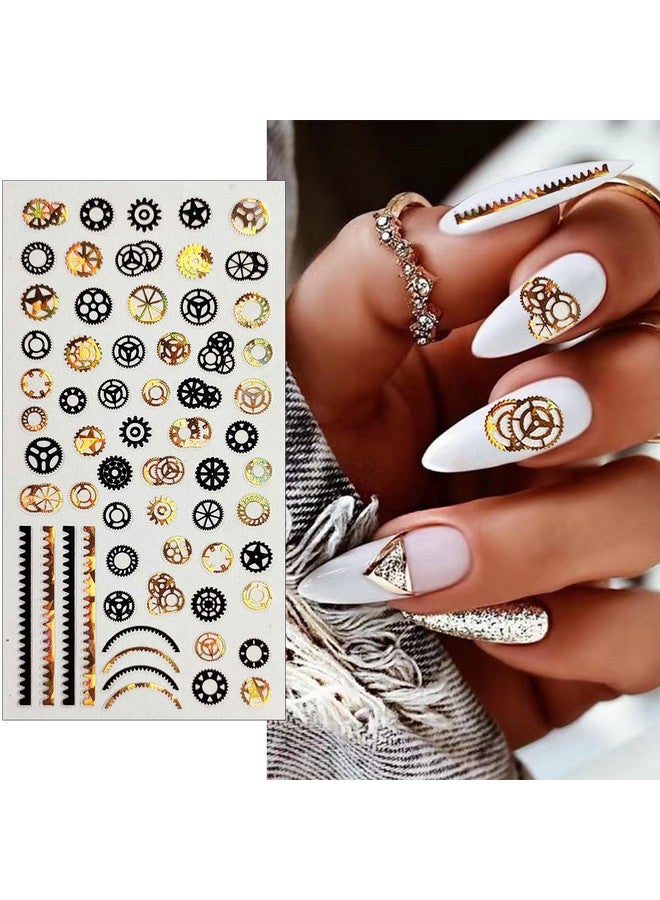 winthrop 8 Sheets Geometric Nail Art Stickers Black Gold Geometry Triangular Rhombus Minimalist 3D Design Selfadhesive Nail Art Decals Diy Manicure Decoration Supplies Accessories For Women Girls - Image 5