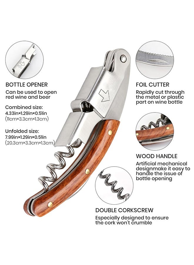 فتاحة نبيذ احترافية من الفولاذ المقاوم للصدأ مع حقيبة جلدية ومقبض مريح، ومفتاح متين، وآلية رافعة سهلة، وتصميم أنيق لفتح الزجاجة بدون جهد في المنزل والحفلات والحانات - Image 2