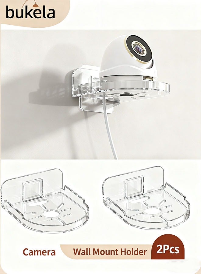 Bukela 2-Piece Clear Wall Mount Camera Holder Set, Acrylic Security Camera Shelf, 12 x 9.5 x 3.5 cm Compact Wall Support Stand for Indoor Surveillance Cameras, Baby Monitors and Smart Cameras - Image 1