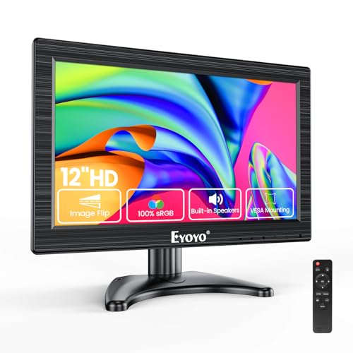 EYOYO شاشة إيويو 12 بوصة 1366x768 تلفاز صغير مع منافذ HDMI و VGA و BNC و AV 16:9 عرض مصغر للكمبيوتر و Raspberry Pi و اللابتوب و كاميرات المراقبة الأمنية - Image 1