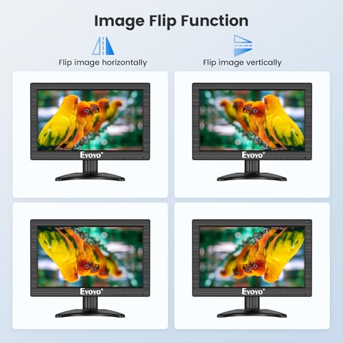 EYOYO شاشة إيويو 12 بوصة 1366x768 تلفاز صغير مع منافذ HDMI و VGA و BNC و AV 16:9 عرض مصغر للكمبيوتر و Raspberry Pi و اللابتوب و كاميرات المراقبة الأمنية - Image 3