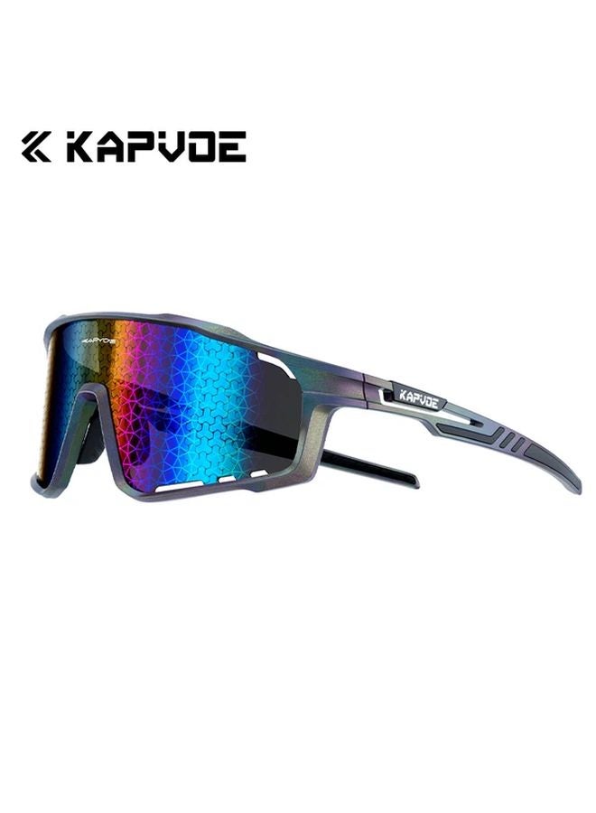 KAPVOE Cycling Glasses For Men Women With Twenty Three Colorful Lenses Waterproof Oleophobic Carbon Fiber Pattern - Image 1