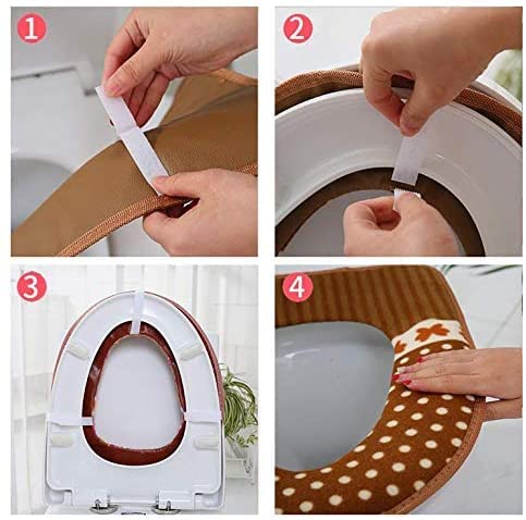 Greemito Toilet Seat Cover Pads - Washable Toilet Seat Cushion - Toilet Lid Soft & Comfy Flannel - Winter Warm Toilet Seat Cover (Multi-Design) - Image 2