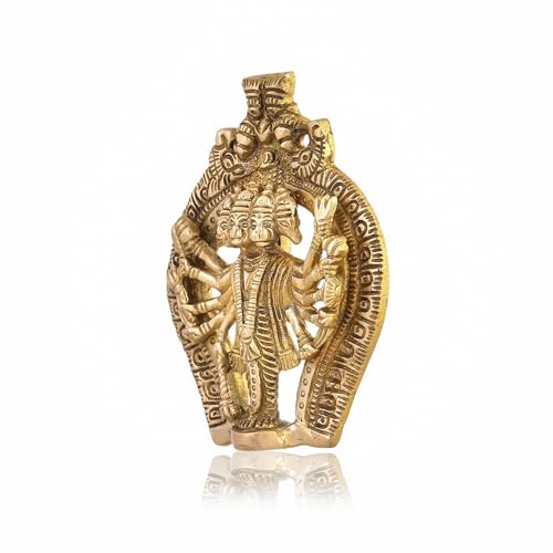 CraftVatika Brass Panchmukhi Hanuman Murti - Panchmukhi Hanuman Brass Idol Statue Wall Hanging For Home, Pooja Room, Mandir Wall Decor - Image 5